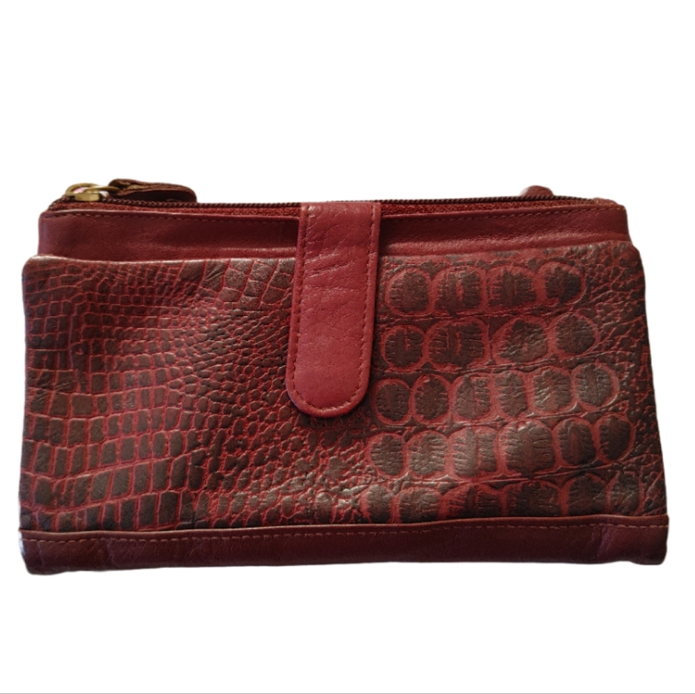 GREAT AMERICAN LEATHER WORKS ALLIGATOR BURGANDY LEATHER WALLET